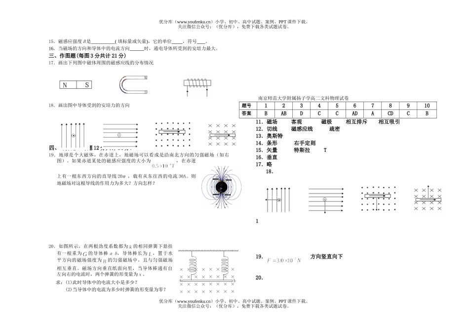 高中二年级物理选修等级考试模拟试卷_第2页