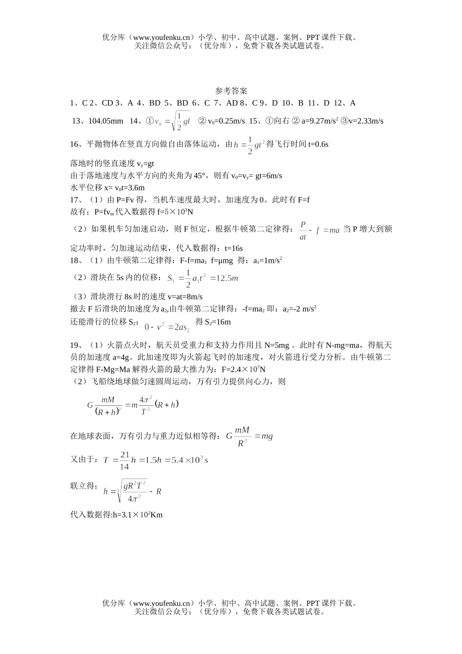高中二年级物理第二学期半期考试卷_第3页