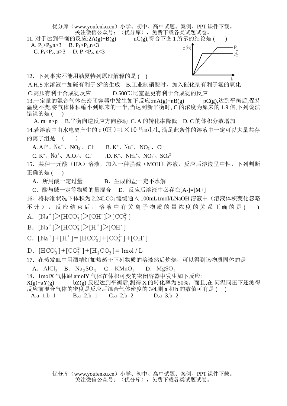 高中二年级化学期中2试卷_第2页
