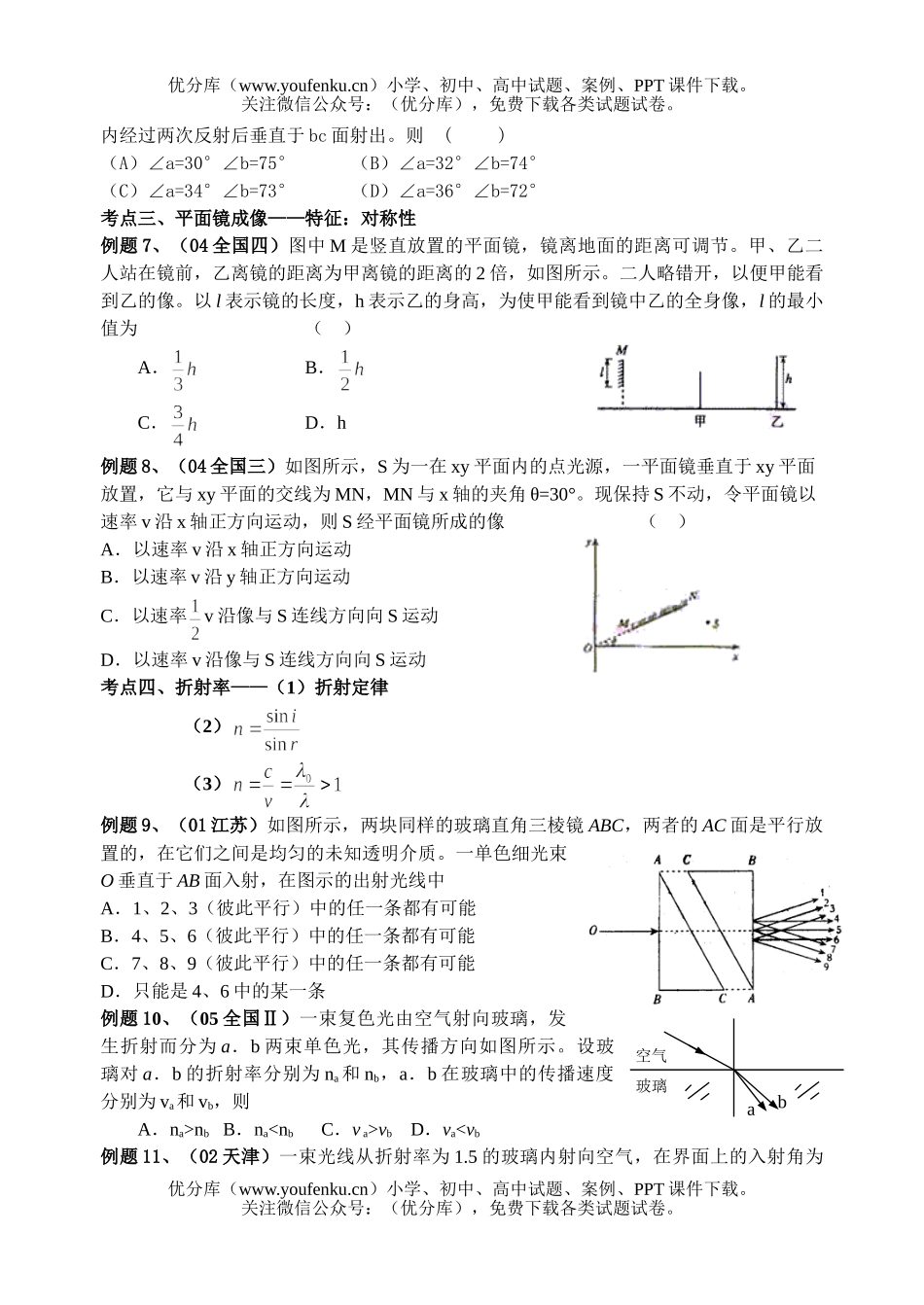 高中二年级物理光学试卷_第2页