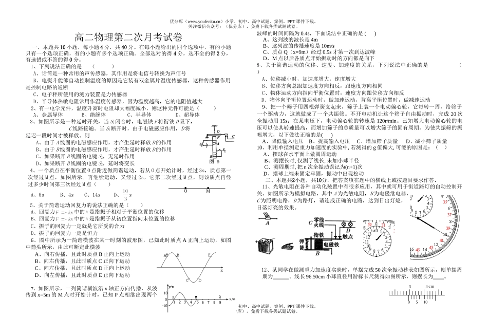 高中二年级物理第二次月考试卷_第1页