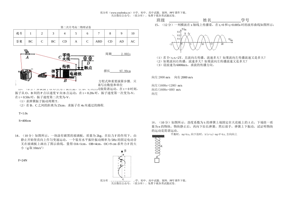 高中二年级物理第二次月考试卷_第2页
