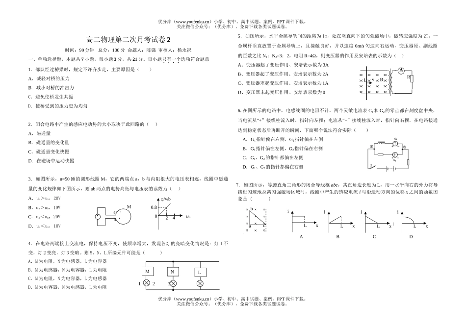 高中二年级物理第二次月考2试卷_第1页