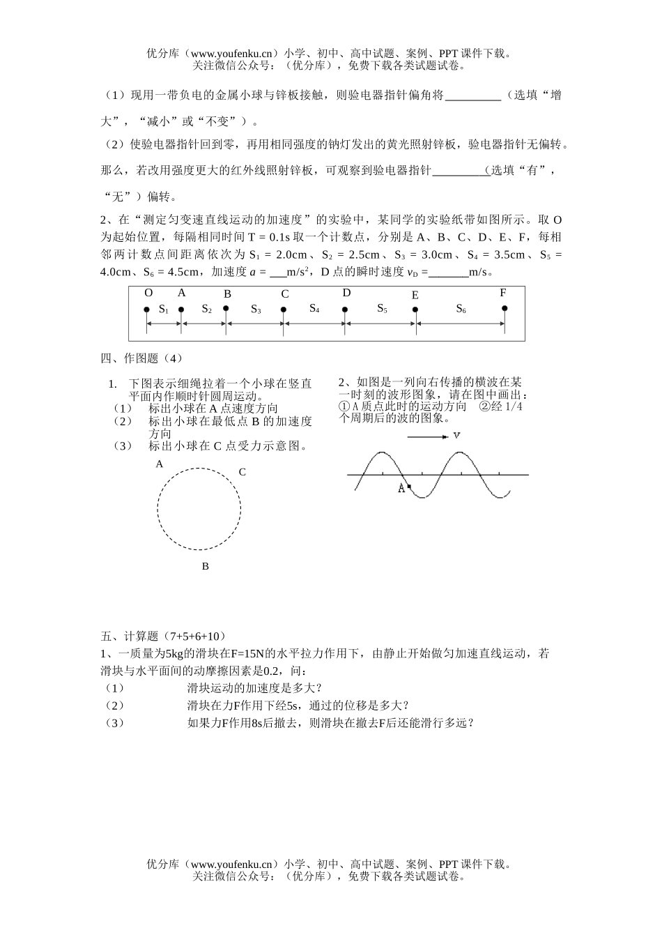 高中二年级物理第二学期期末3试卷_第3页