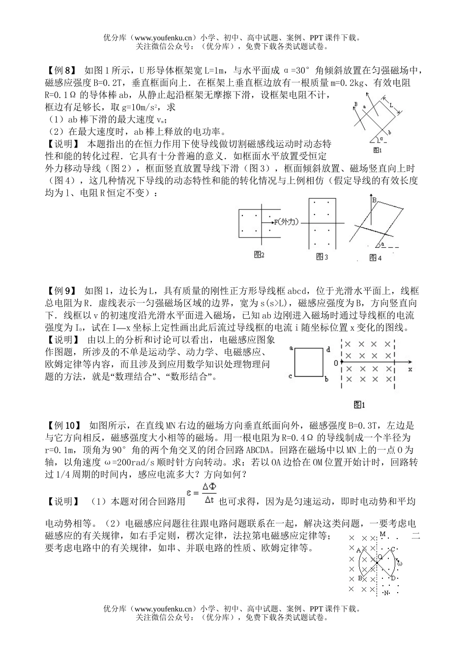 高中二年级物理电磁感应综合典型例题试卷_第3页