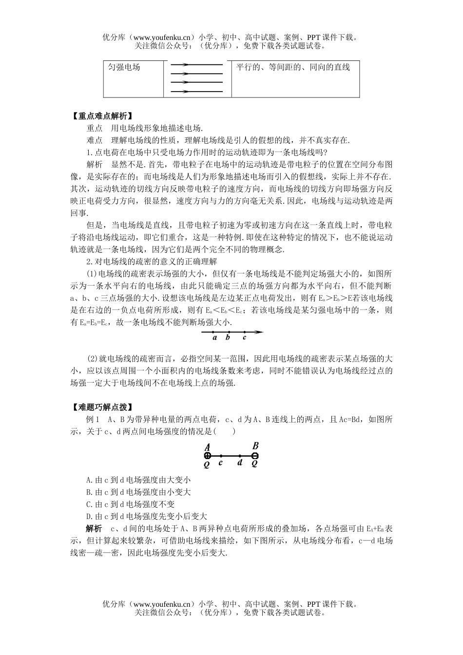 高中二年级物理电场线试卷_第2页