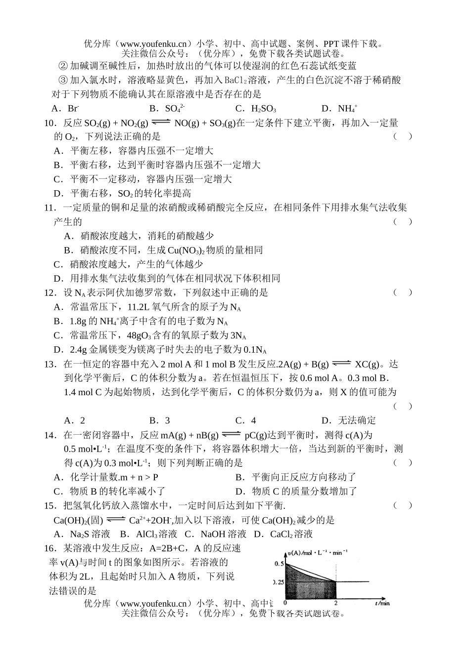 高中二年级化学期中测试卷_第2页