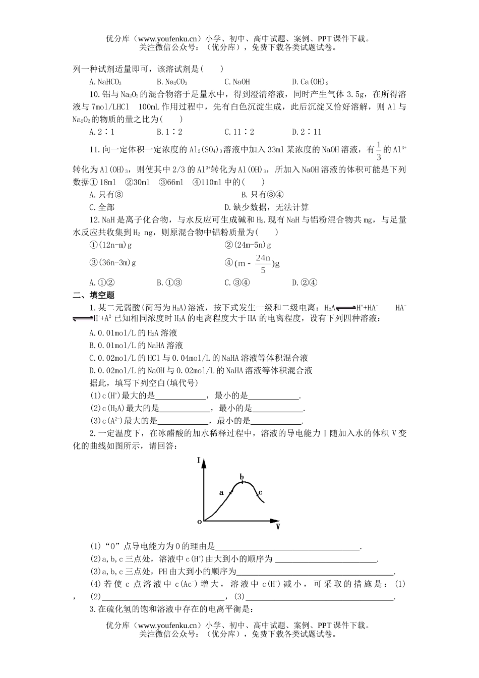 高中二年级化学期末测1试卷_第2页