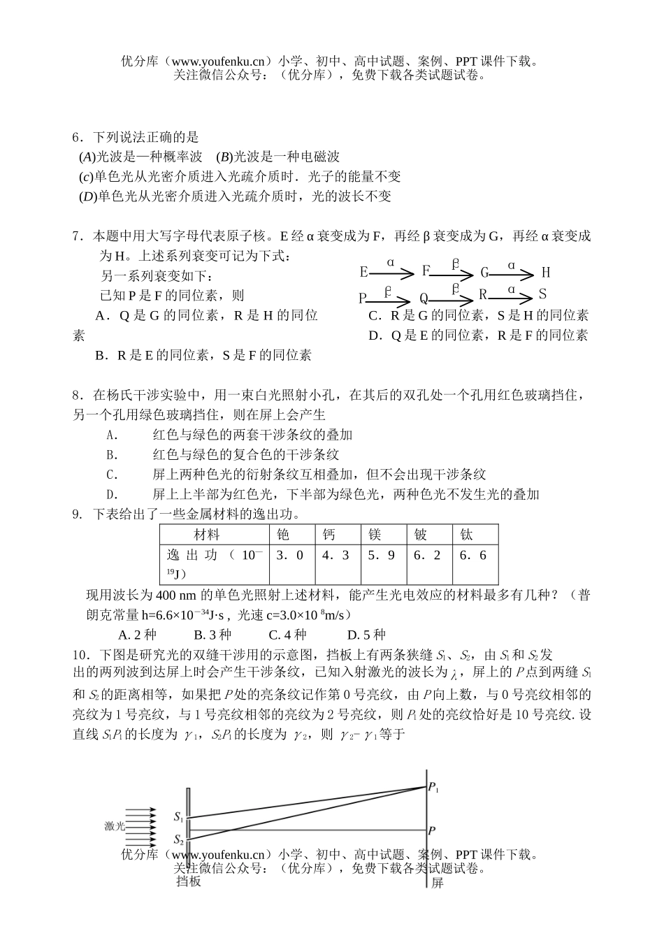 高中二年级物理高第二学期期末考试卷_第2页