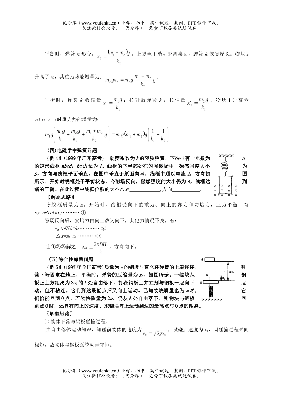 高中二年级物理弹簧类专题试卷_第2页