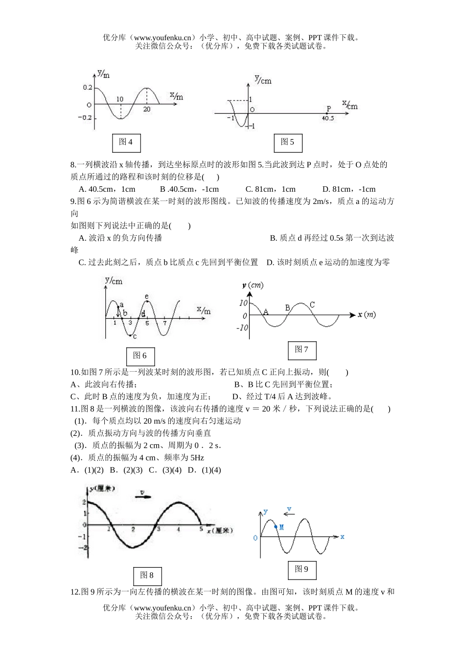 高中二年级物理机械波习题试卷_第2页