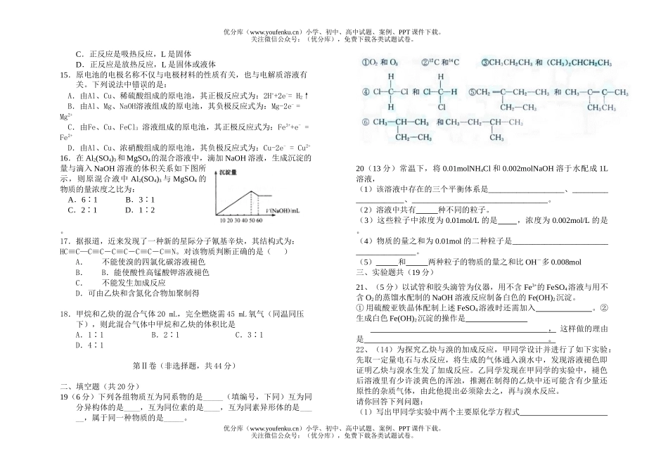 高中二年级化学上学期期末3试卷_第2页