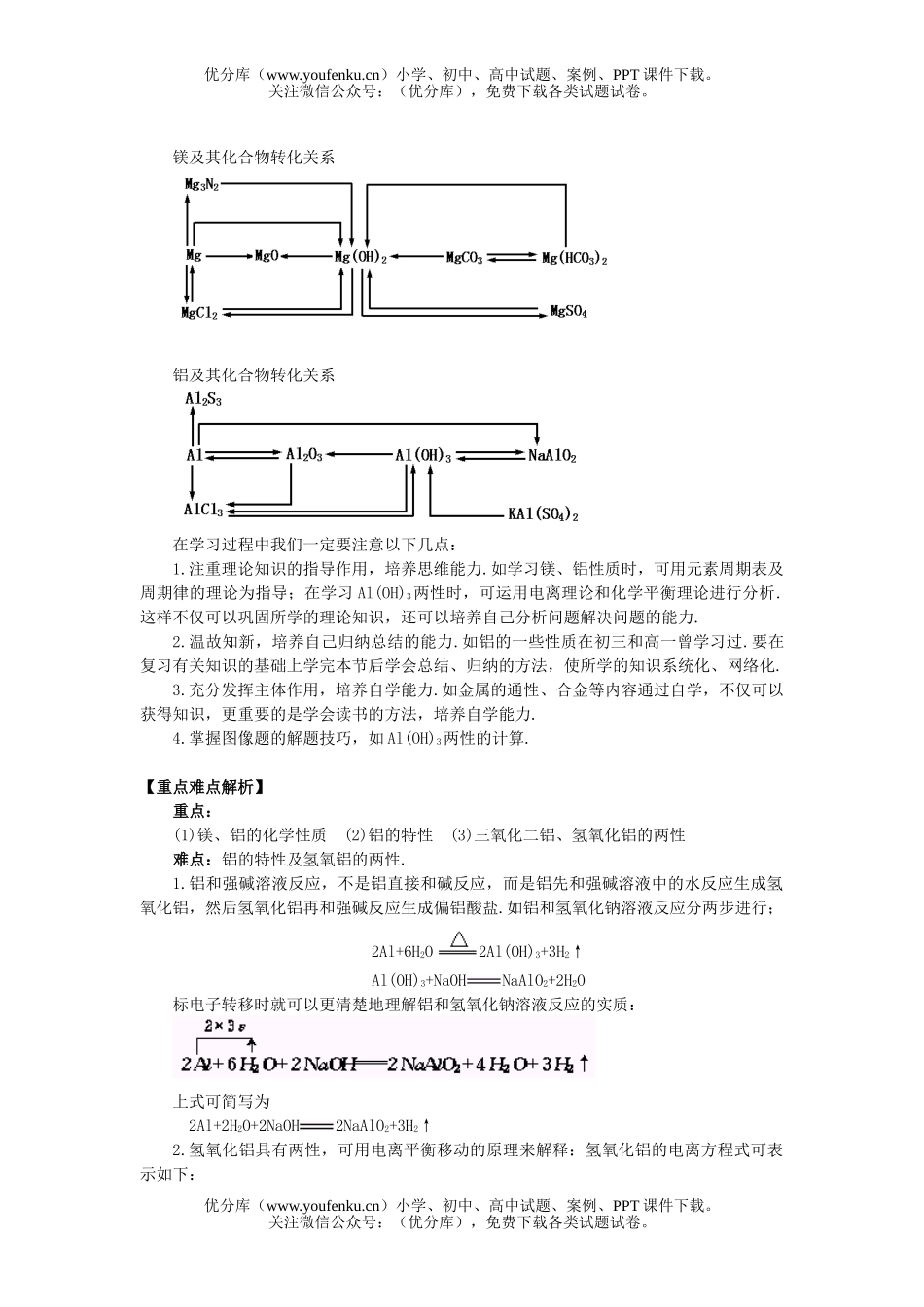 高中二年级化学镁和铝试卷_第2页