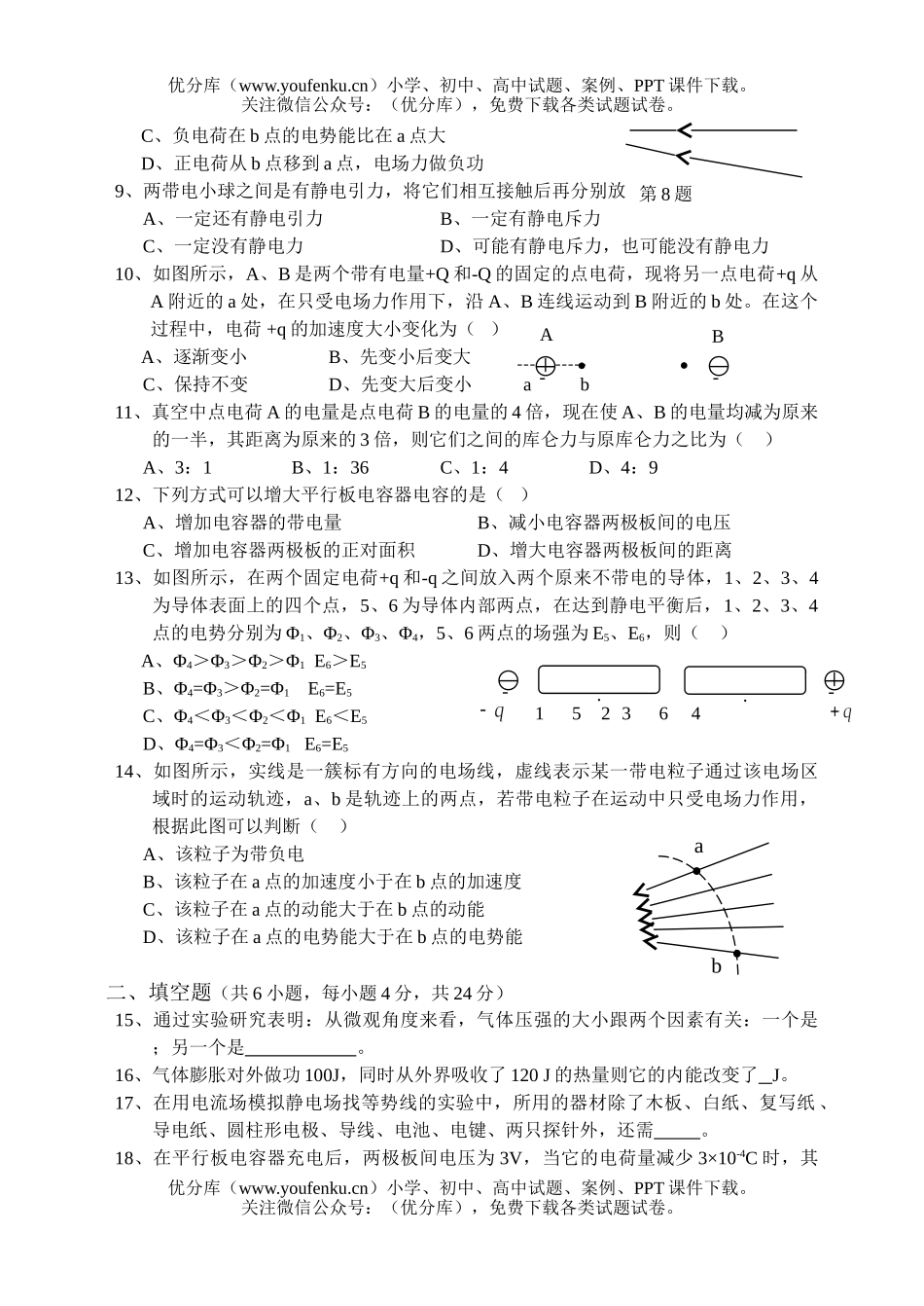高中二年级物理下学期第二次月考 (理科)试卷_第2页