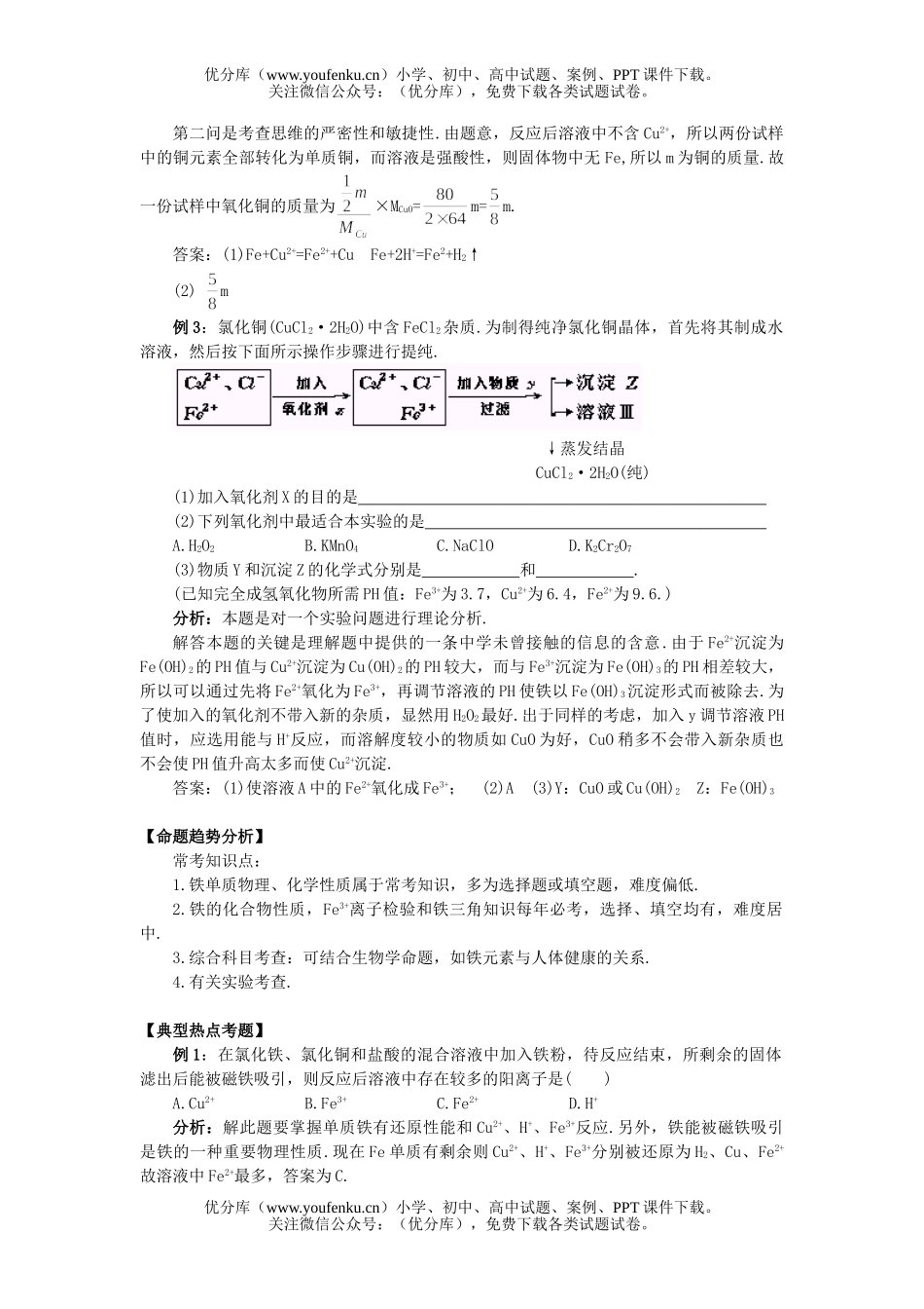 高中二年级化学铁和铁的化合物试卷_第3页