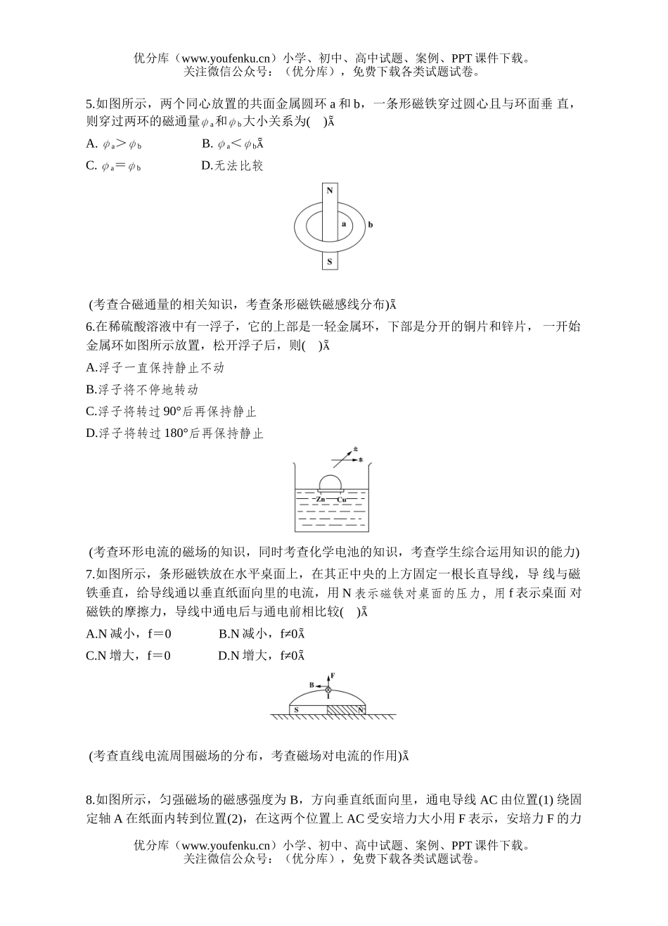 高中二年级物理磁场练习与考点分析试卷_第2页