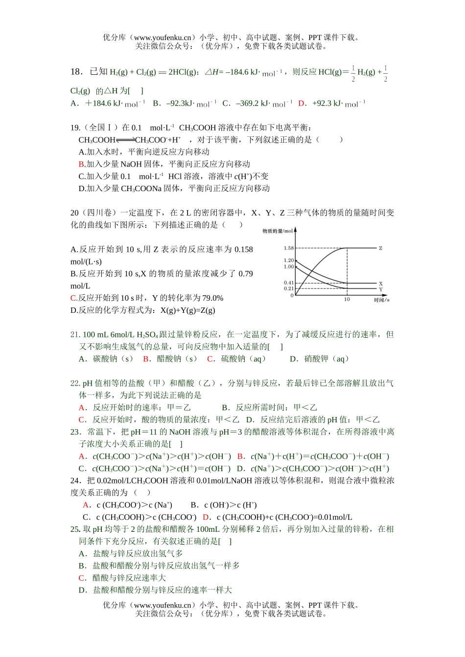 高中二年级化学下册期中考试练习题试卷_第3页