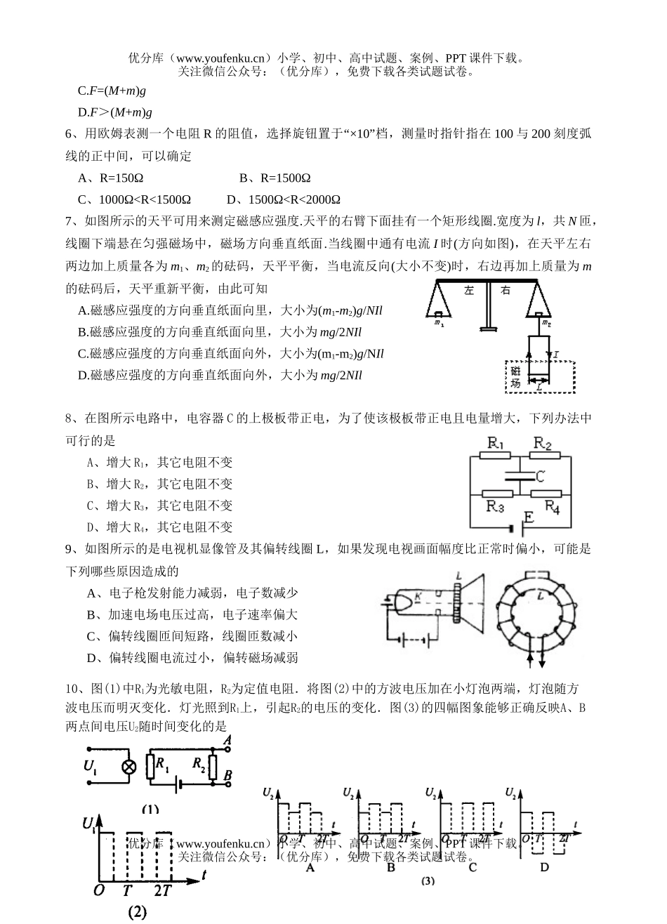高中二年级物理期末考试检测题试卷_第2页