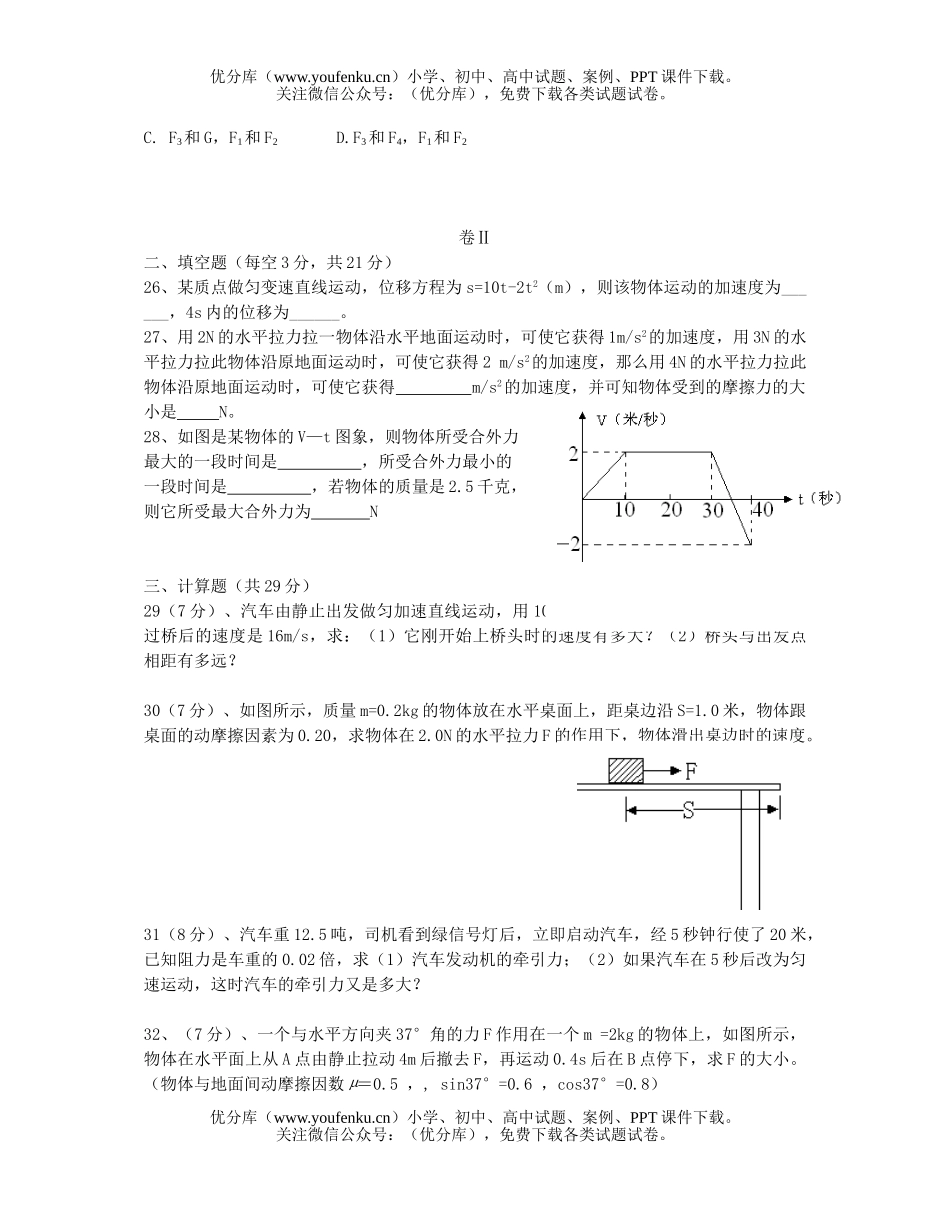 高中二年级物理(文科)期中考试卷_第3页