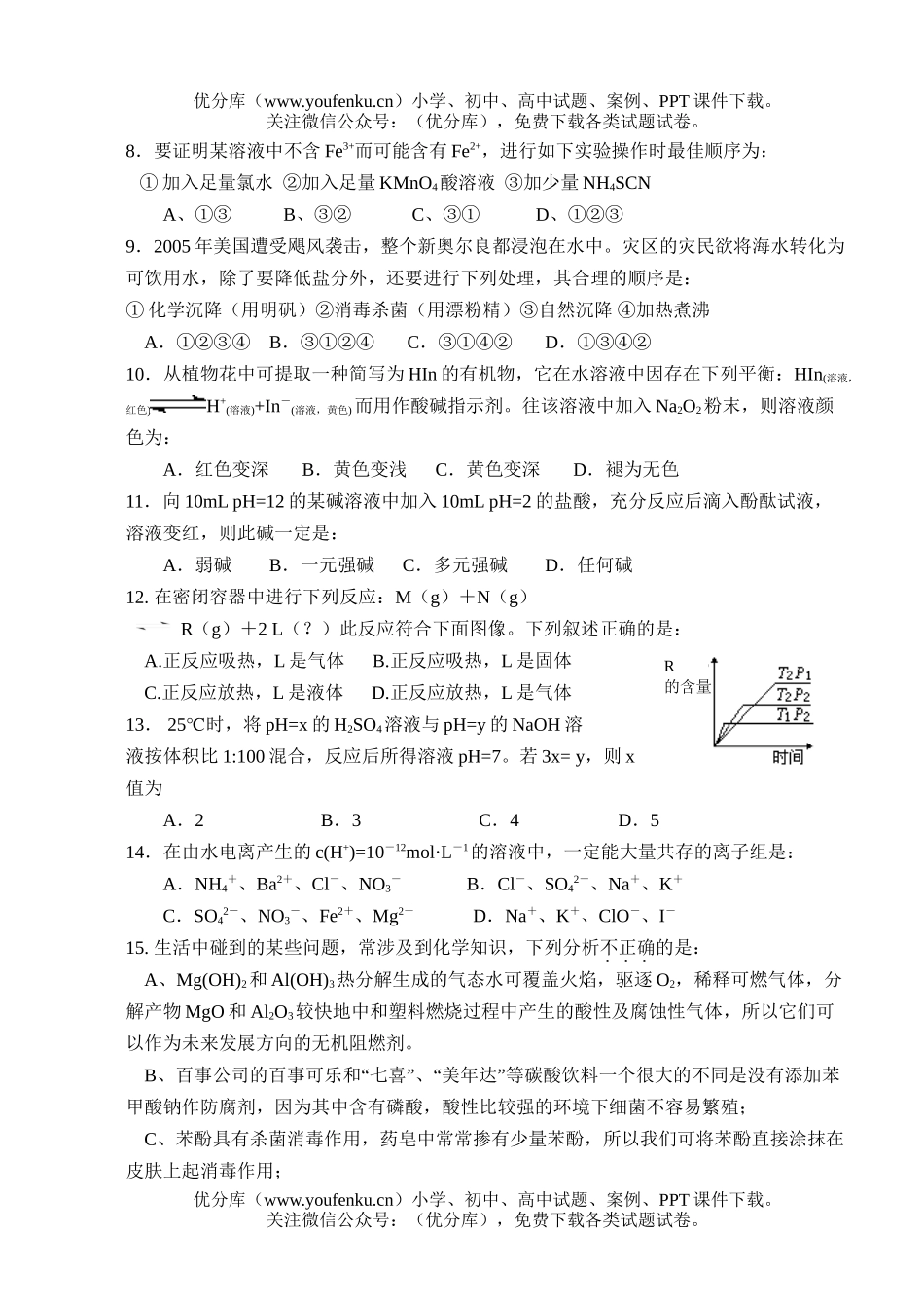 高中二年级化学下册测试卷_第2页