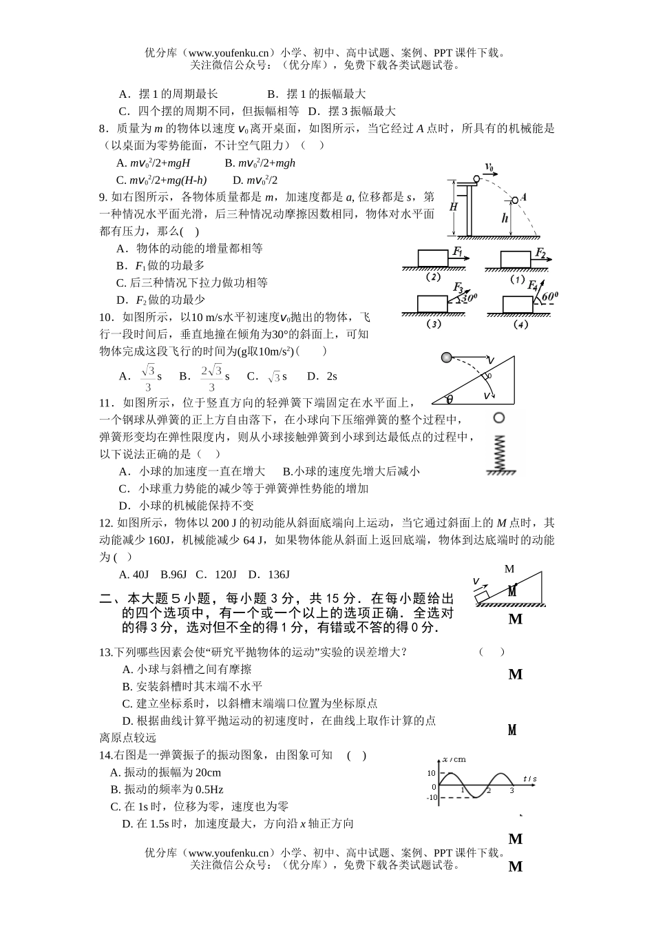 高中二年级物理第一学年末教学质量测试卷_第2页