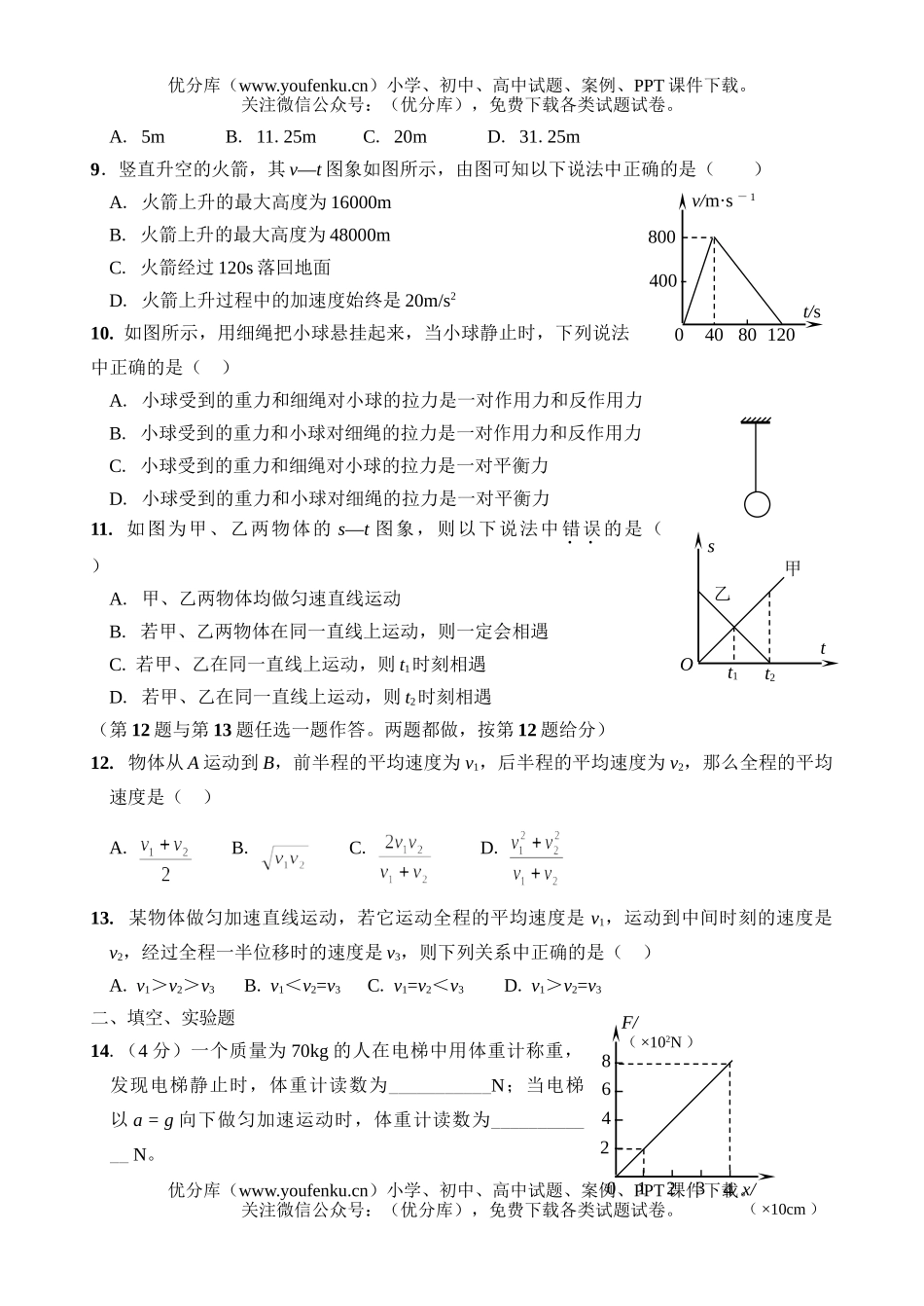 高中二年级物理会考模拟冲刺卷七试卷_第2页
