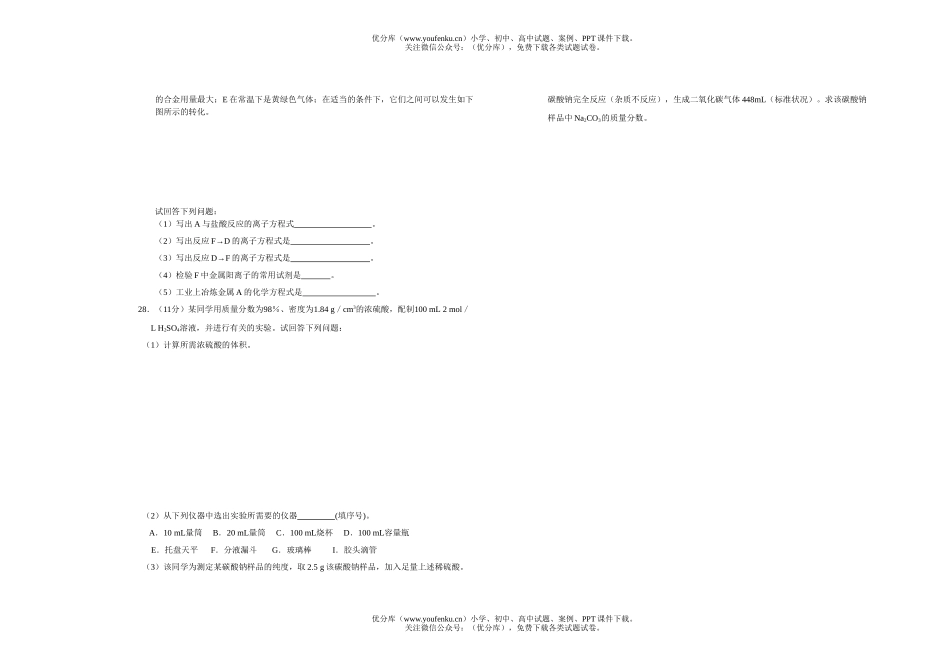 高中二年级化学级学业水平测试模拟试卷_第2页