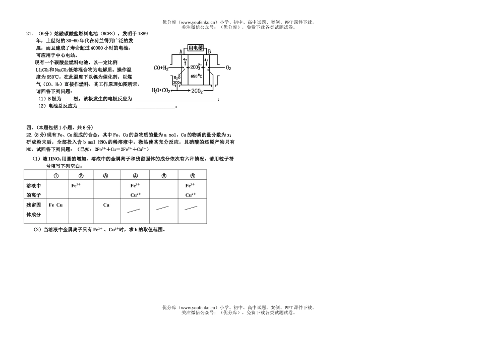 高中二年级化学下期竞赛试卷_第3页