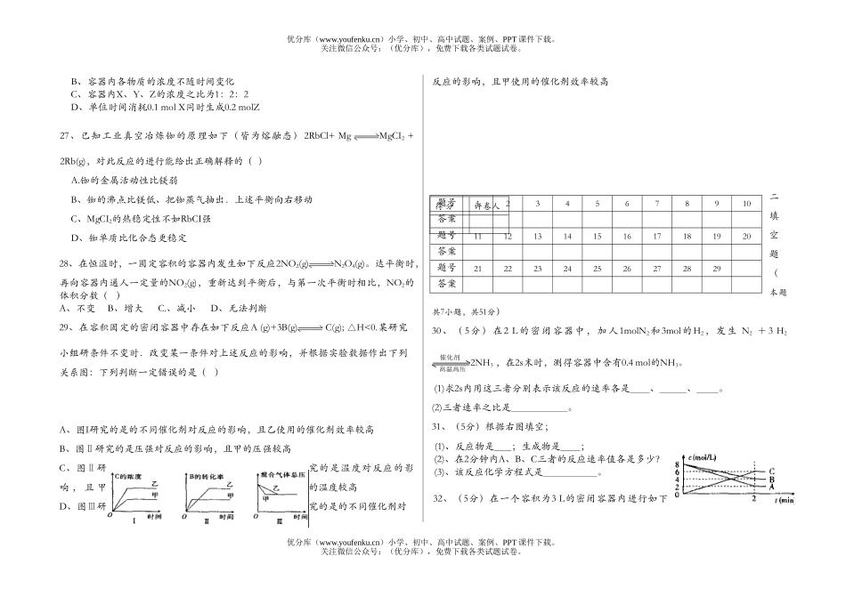 高中二年级化学上学期第二章检测试卷_第3页