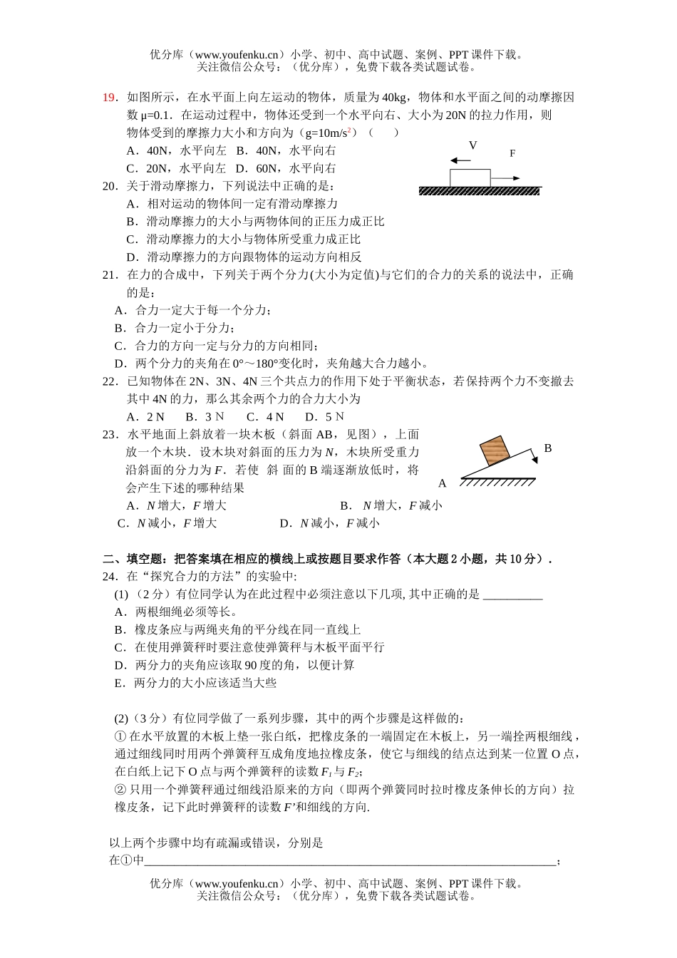 高中二年级物理08届学业水平测试训练试卷_第2页