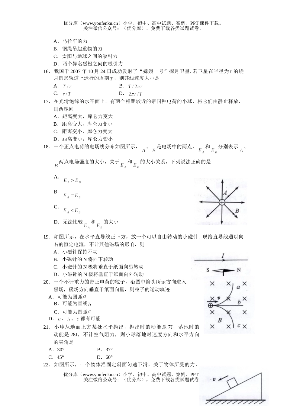 高中二年级物理08届学业水平测试(必修)试卷_第2页