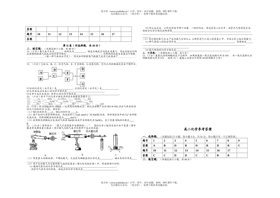 高中二年级化学第一次月考试卷_第2页