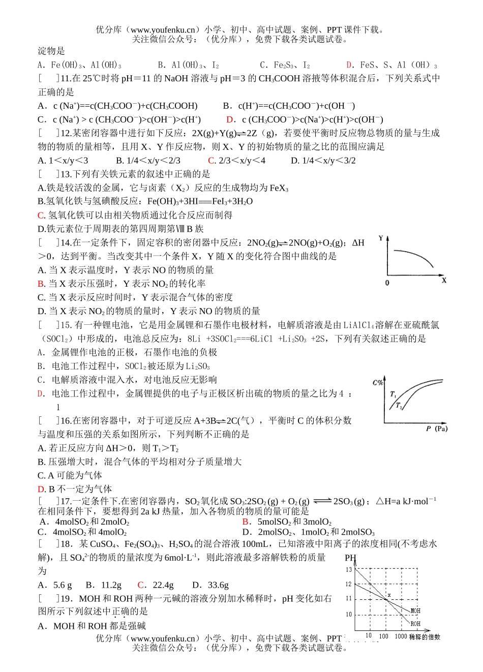 高中二年级化学高能力测11试卷_第2页