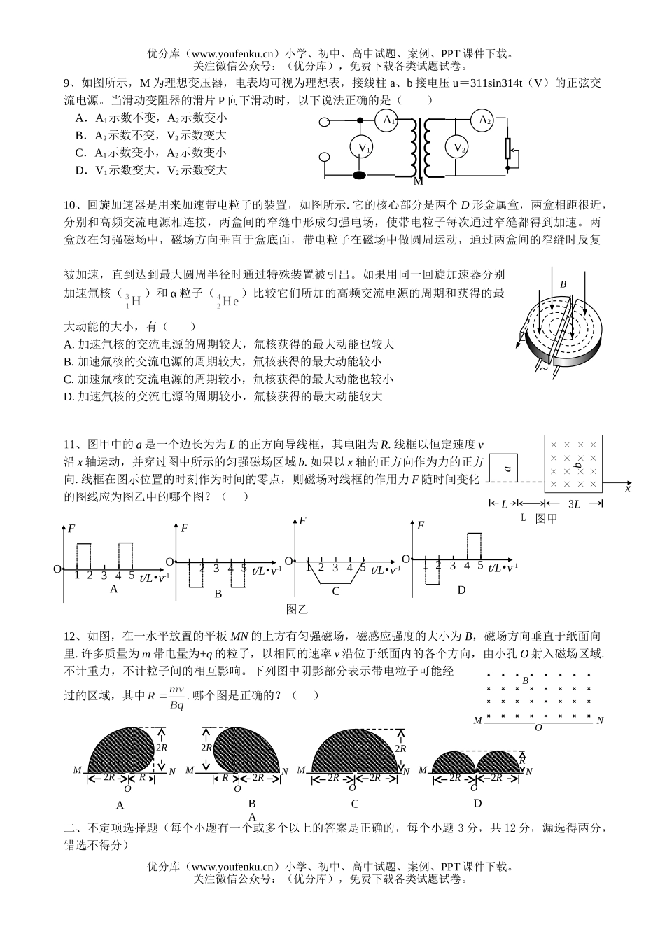 高中二年级物理第二学期期中考试卷_第2页
