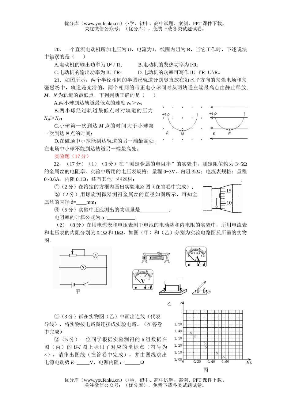 高中二年级物理下期第一次月考理科综合试卷_第2页