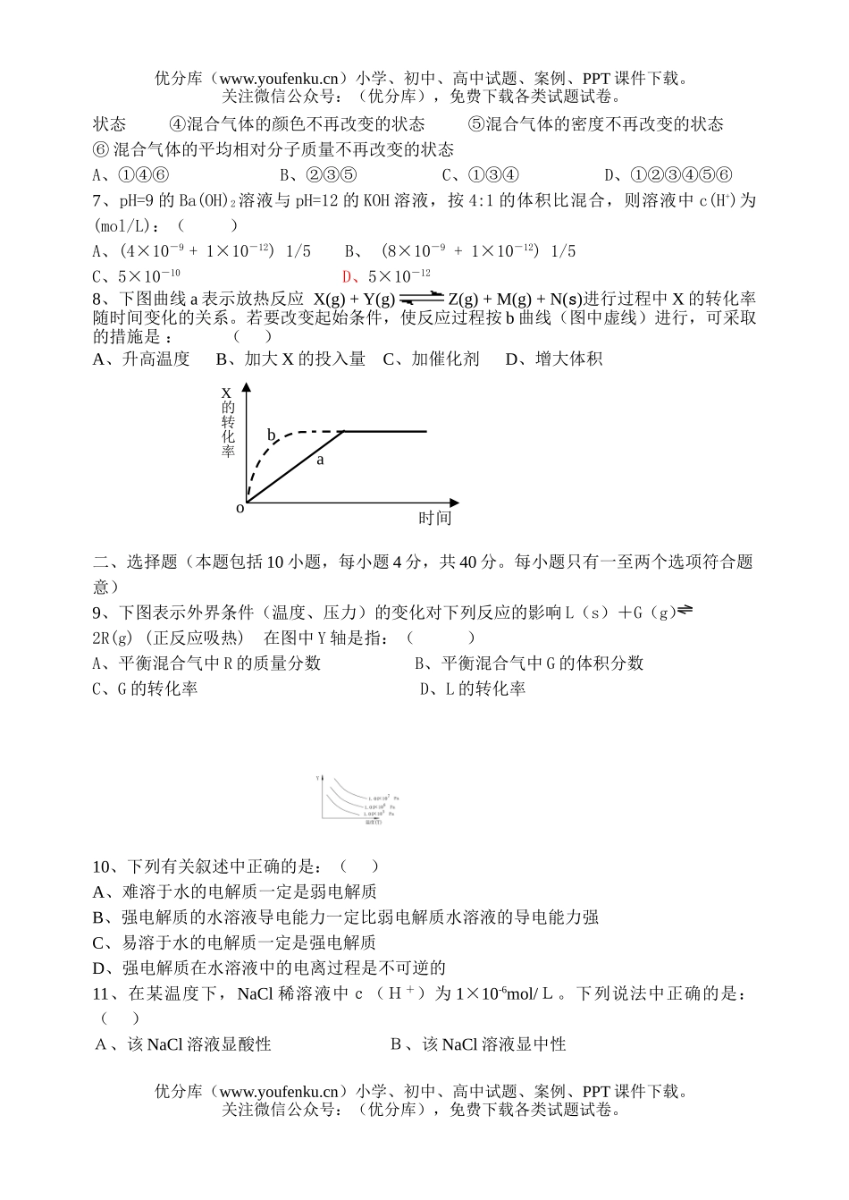 高中二年级化学第二学期期中考试卷_第2页