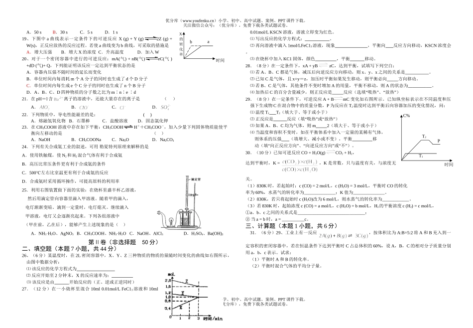 高中二年级化学第一学期第一次月考试卷_第2页