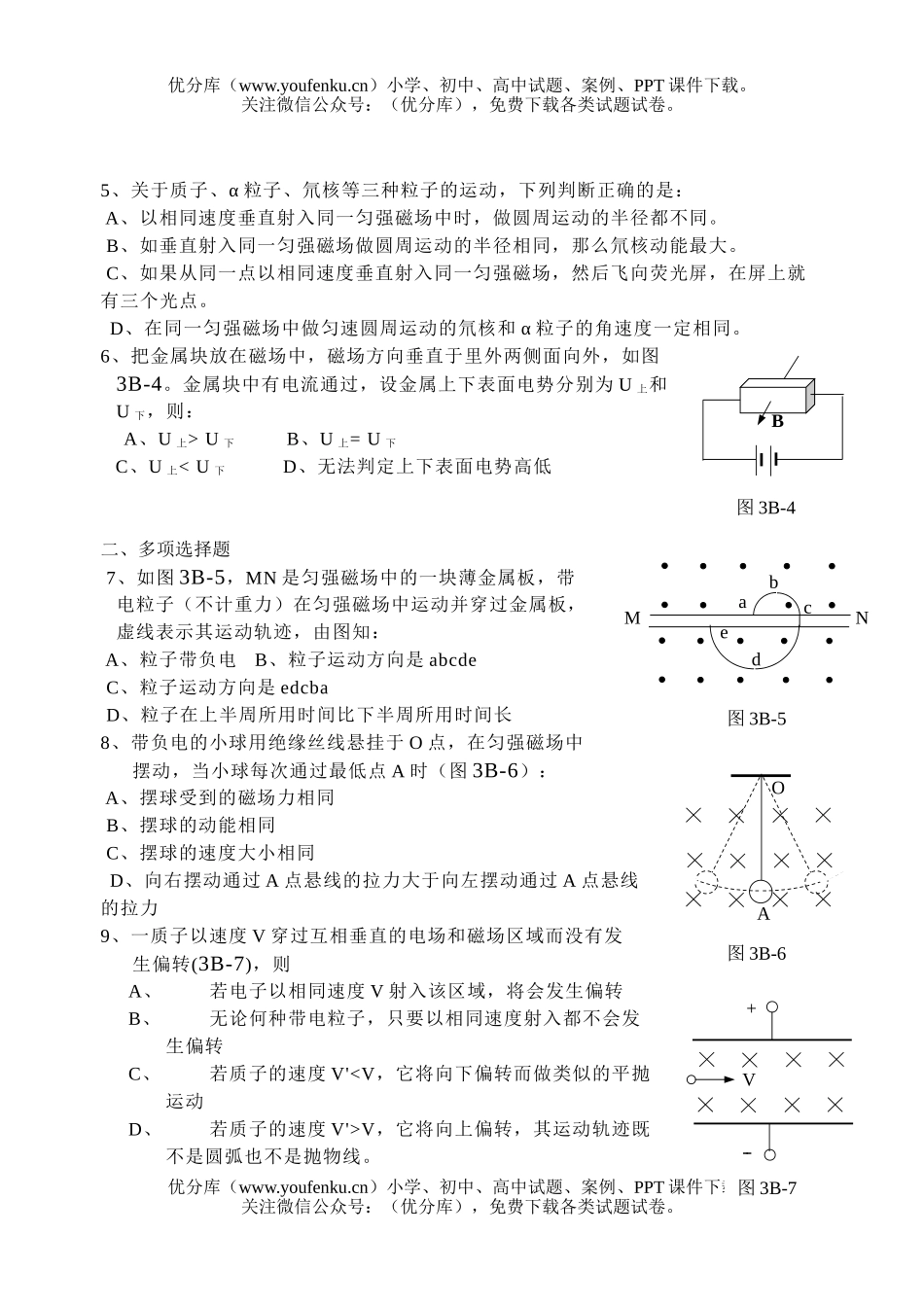 高中二年级物理牛磁场测2试卷_第2页