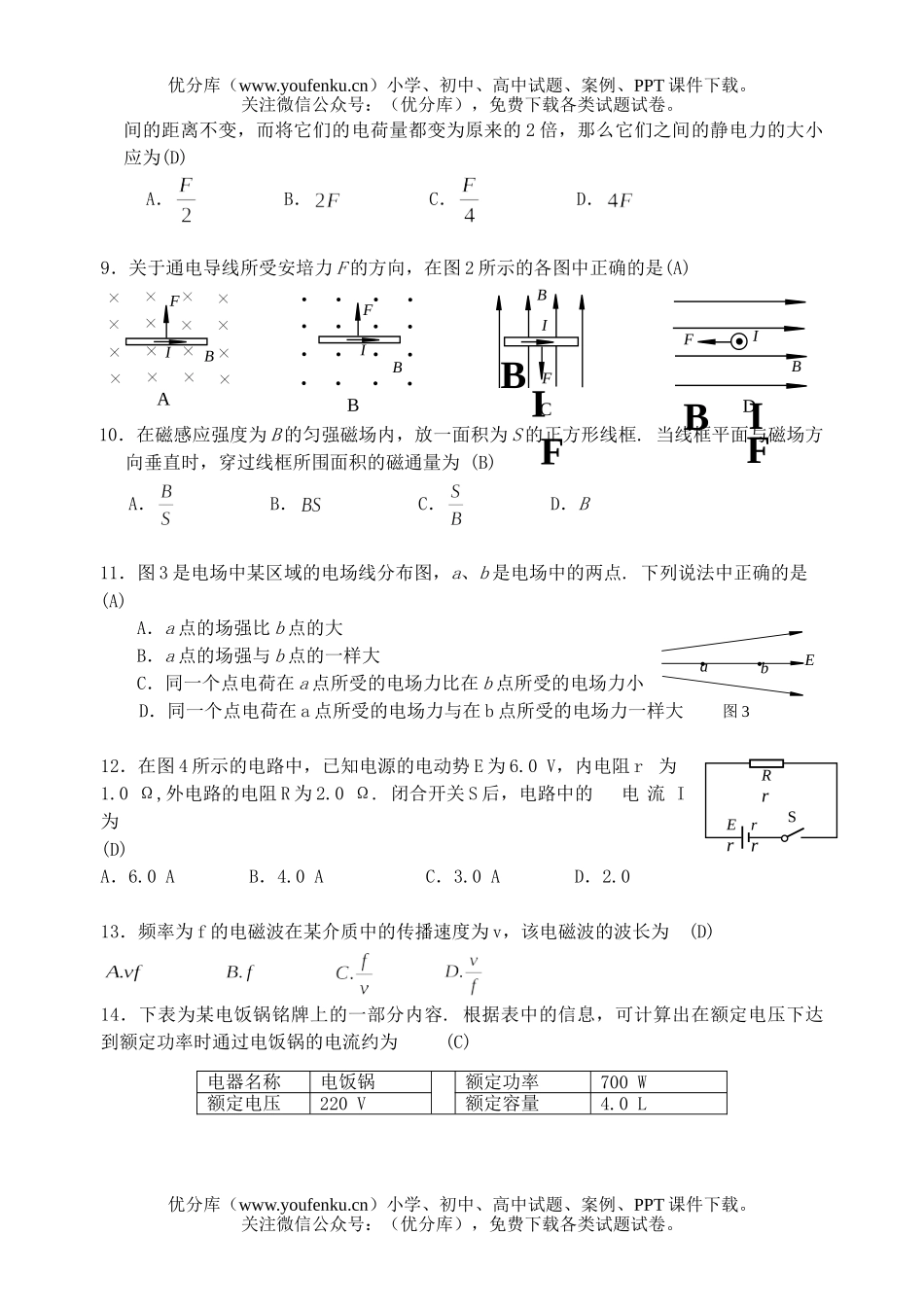 高中二年级物理毕业会考5试卷_第2页