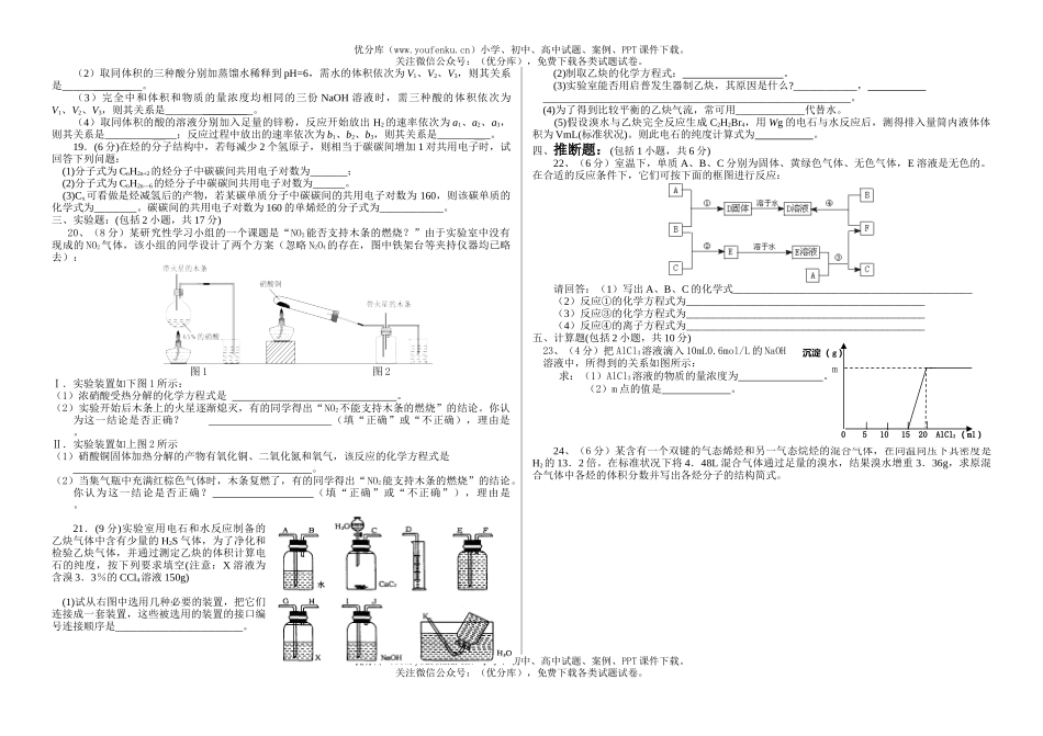 高中二年级化学第一学期期末考试卷_第2页