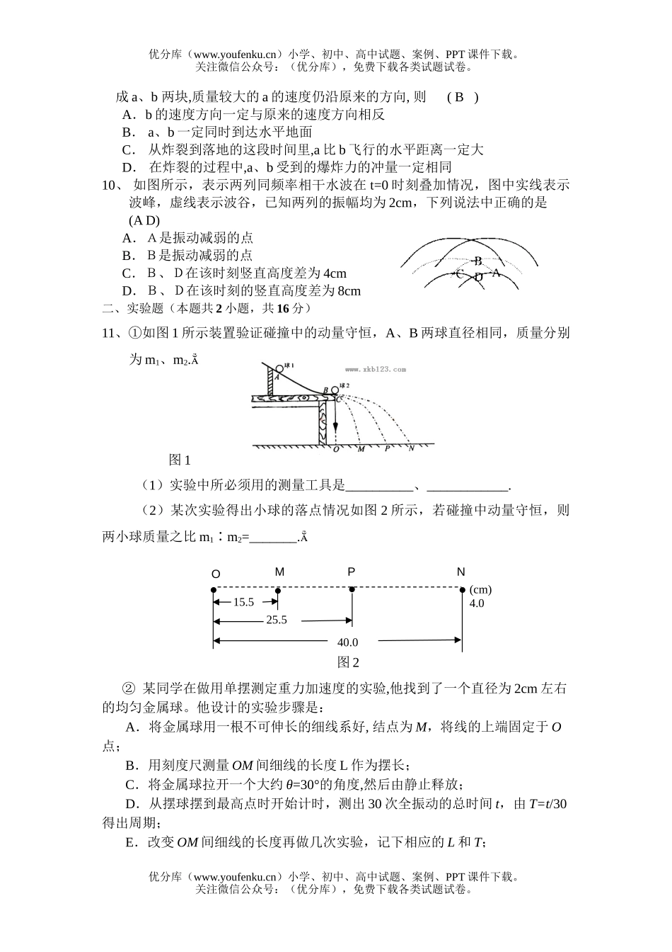 高中二年级物理10月月考试卷_第2页