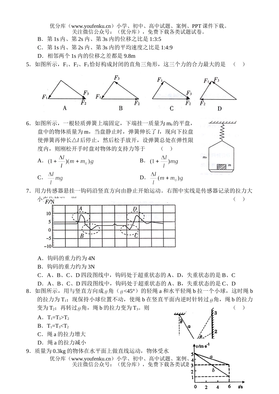 高中二年级物理上学期教学质量检测试卷_第2页