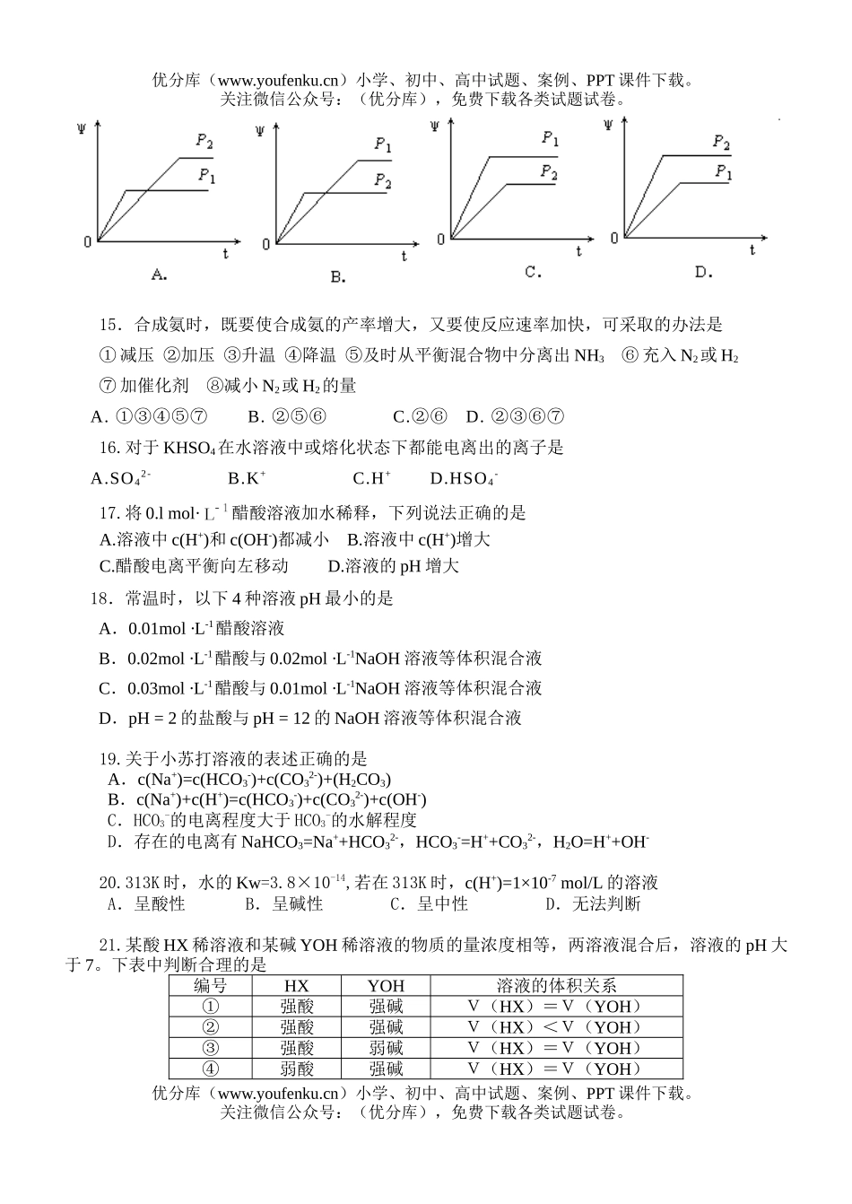 高中二年级化学级12月月考试卷_第3页