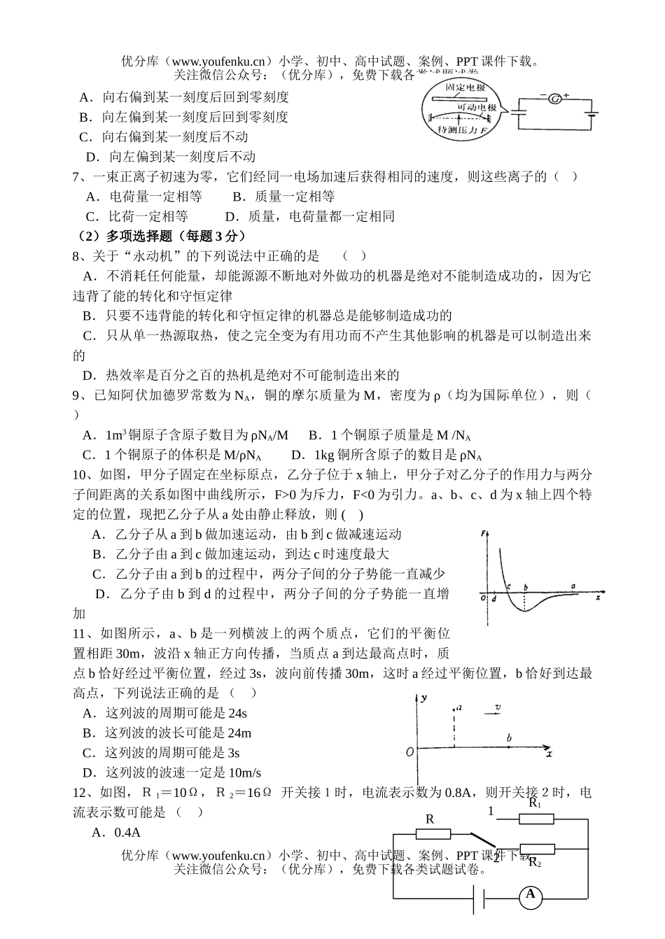 高中二年级化学第一学期期中考试卷_第2页