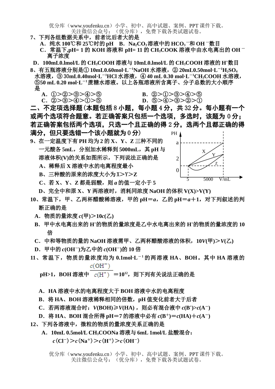 高中二年级化学下学期期中考试卷_第2页