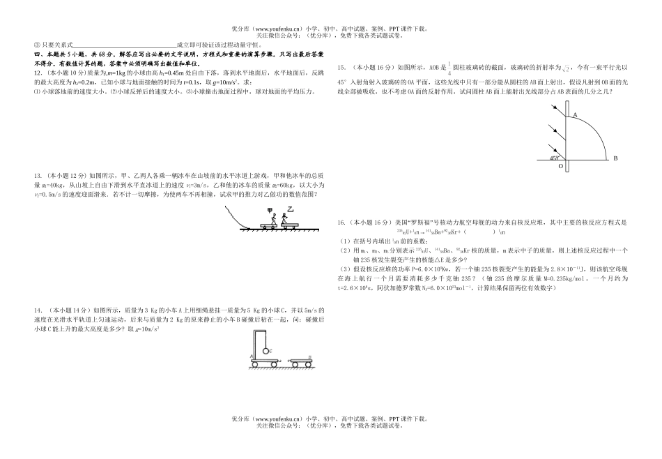高中二年级物理下学期期终模拟1试卷_第2页
