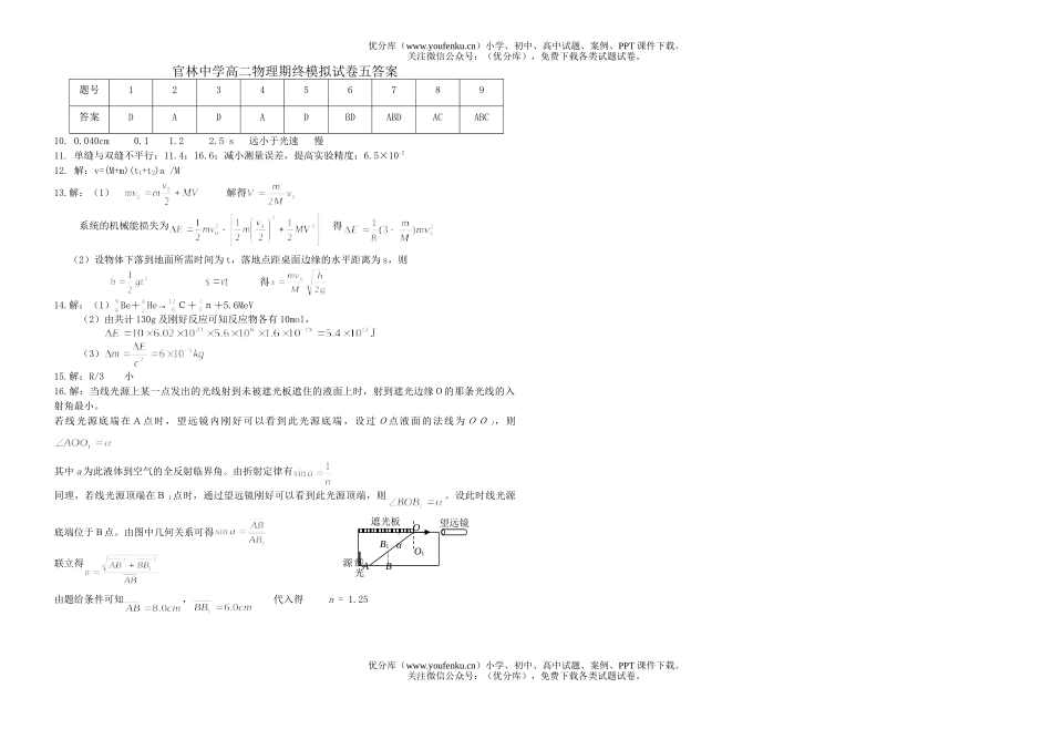 高中二年级物理下学期期终模拟5试卷_第3页