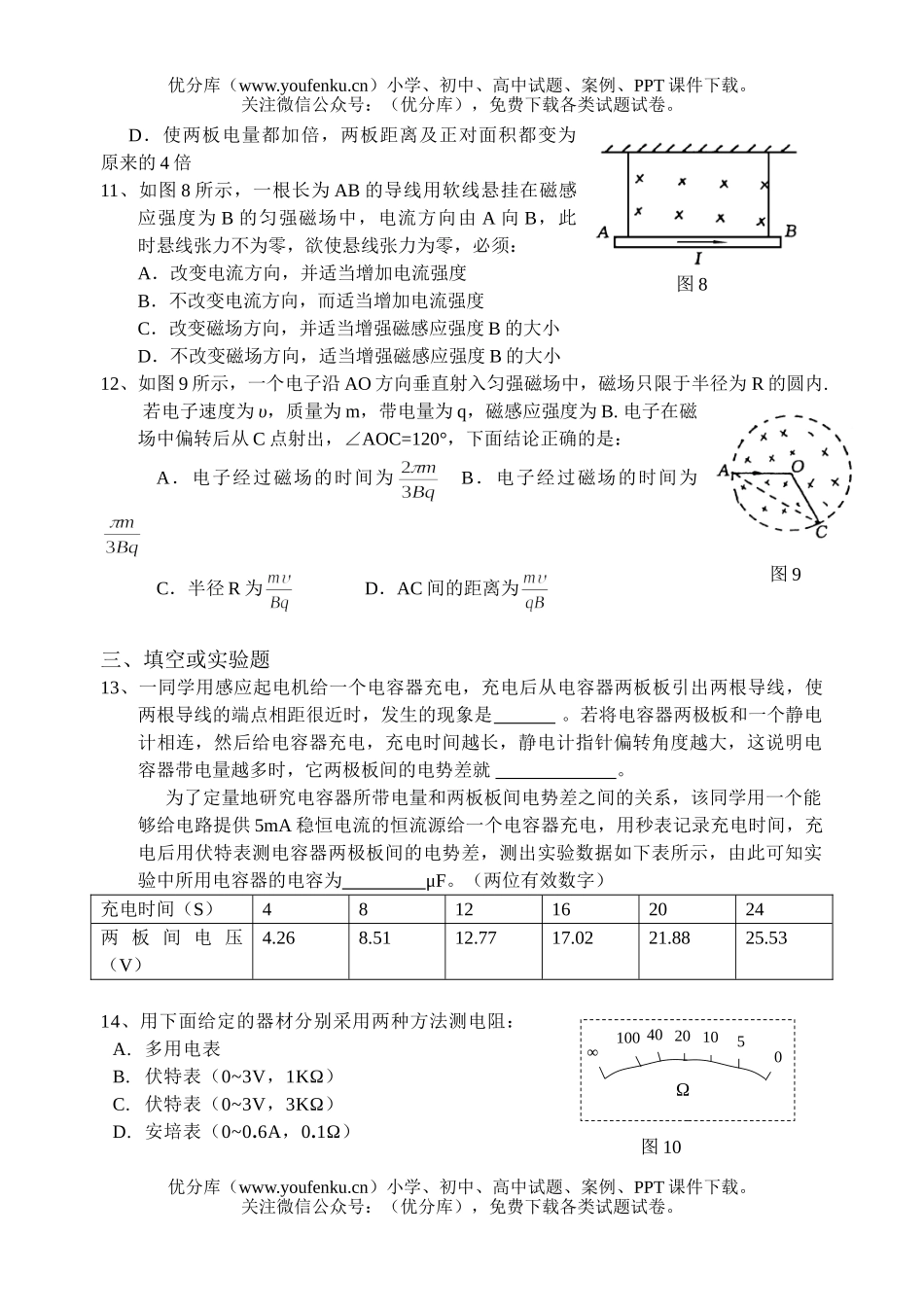 高中二年级物理高3-1形成性测试卷_第3页