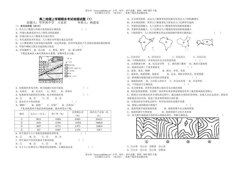 高中二年级地理江苏省华罗庚中学上学期期末试卷_第1页