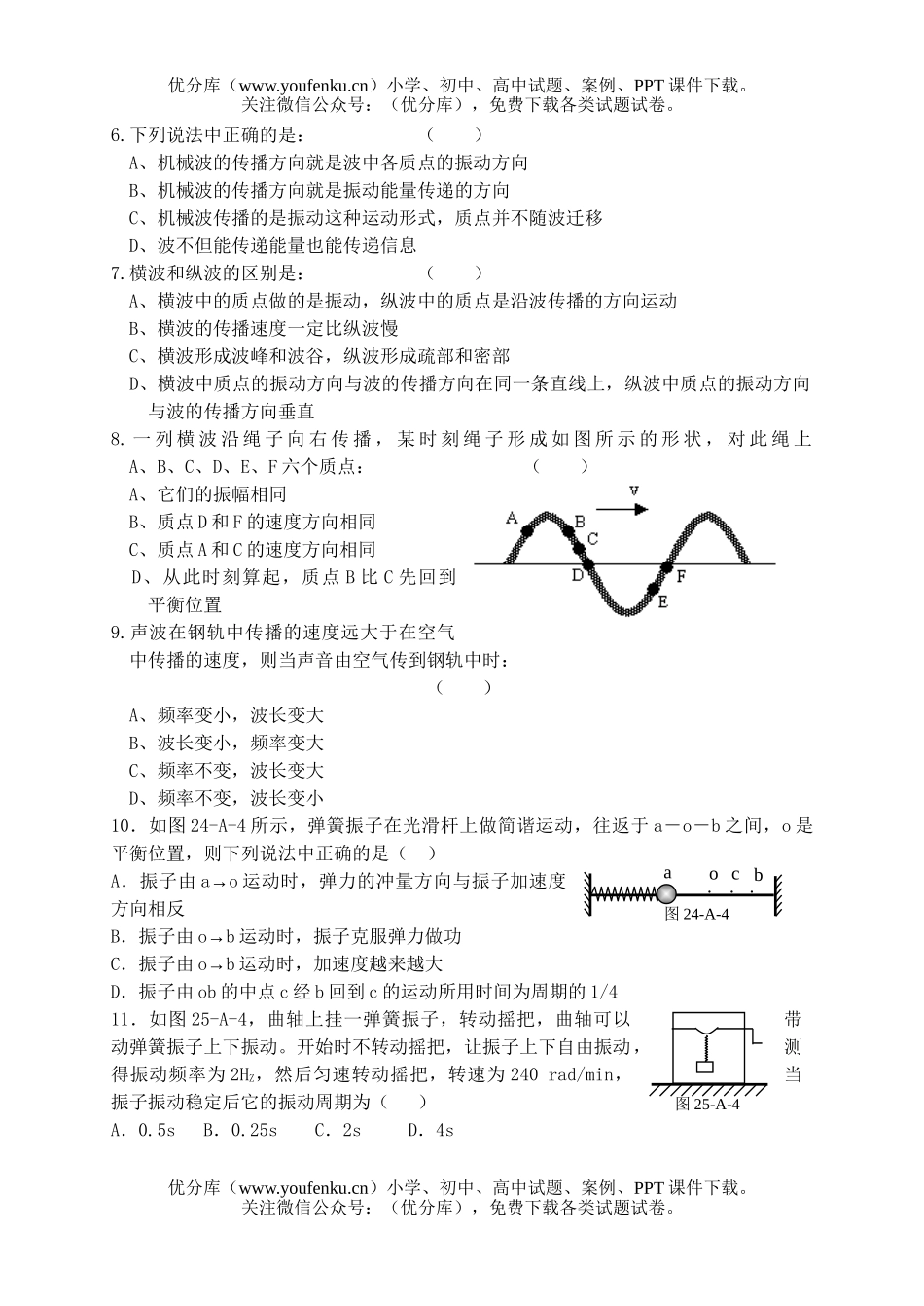 高中二年级物理3-4模块复习测试卷_第2页